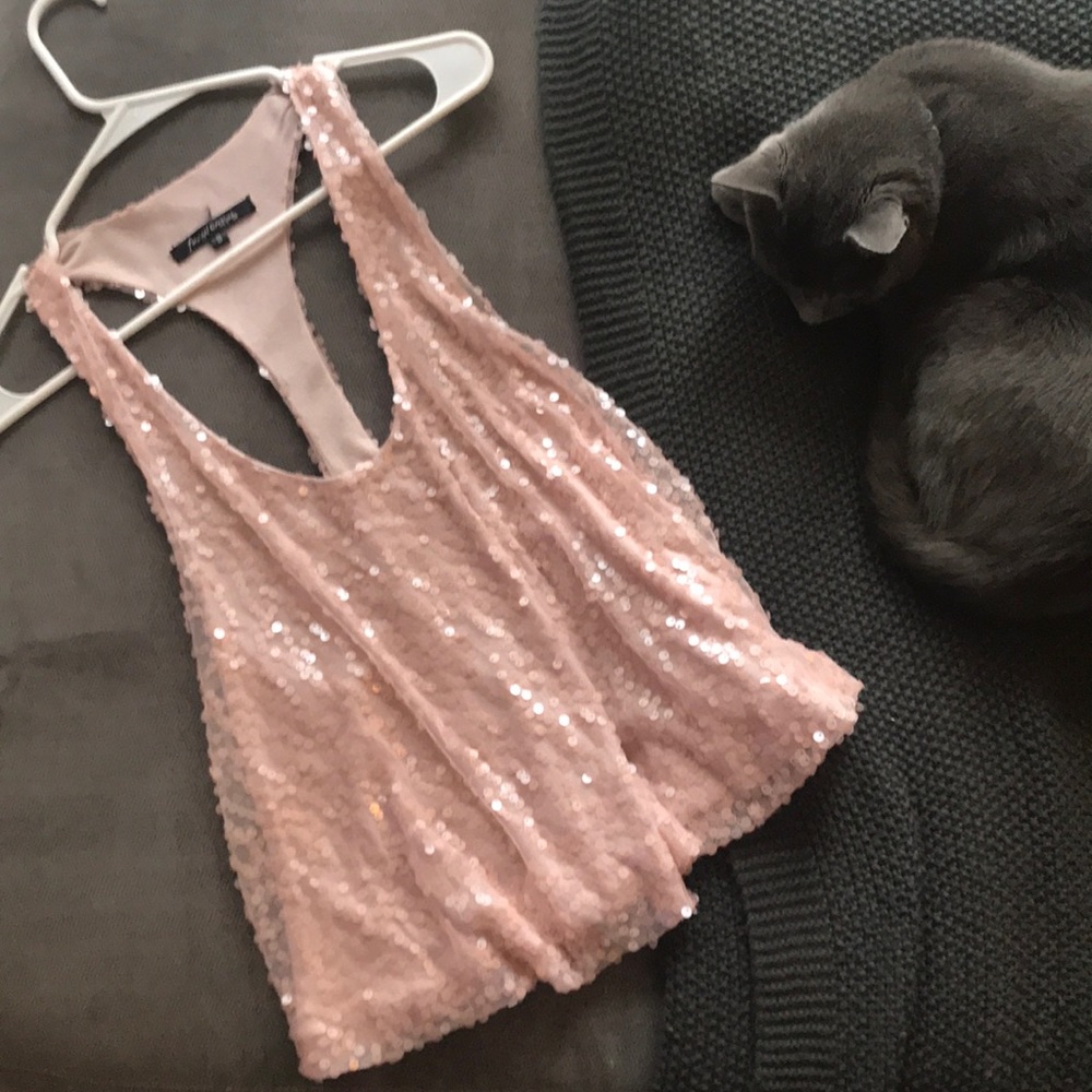 Pink Sequin Tank Top Foreign Exchange size small